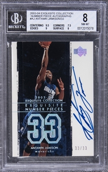 2003-04 UD "Exquisite Collection" Number Piece Autographs #AJ Antawn Jamison Signed Game Used Patch Card (#33/33) - BGS NM-MT 8/BGS 9